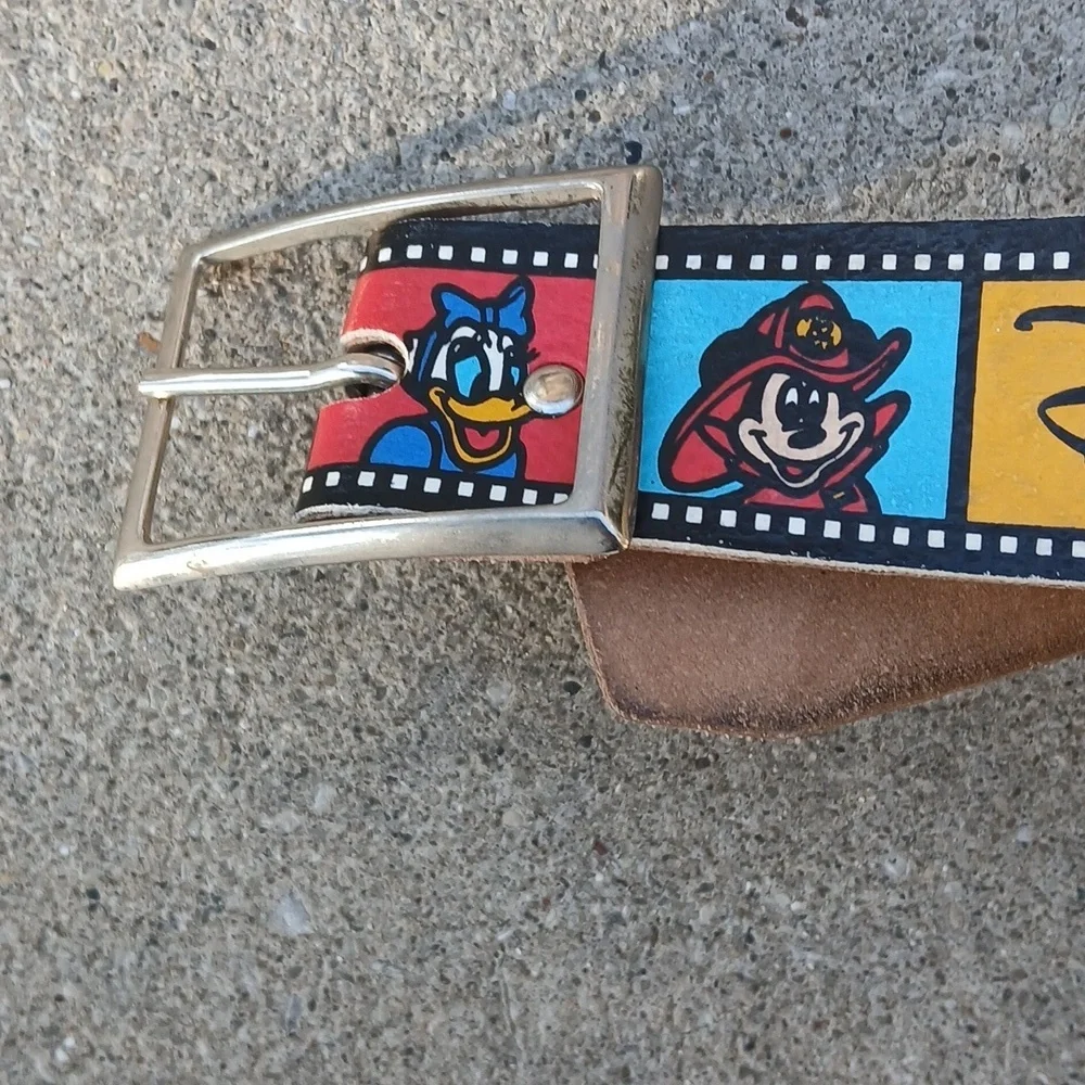 Vintage 1980 Lee Jeans VARIOUS Disney Characters Kids Genuine Leather Belt 20-22